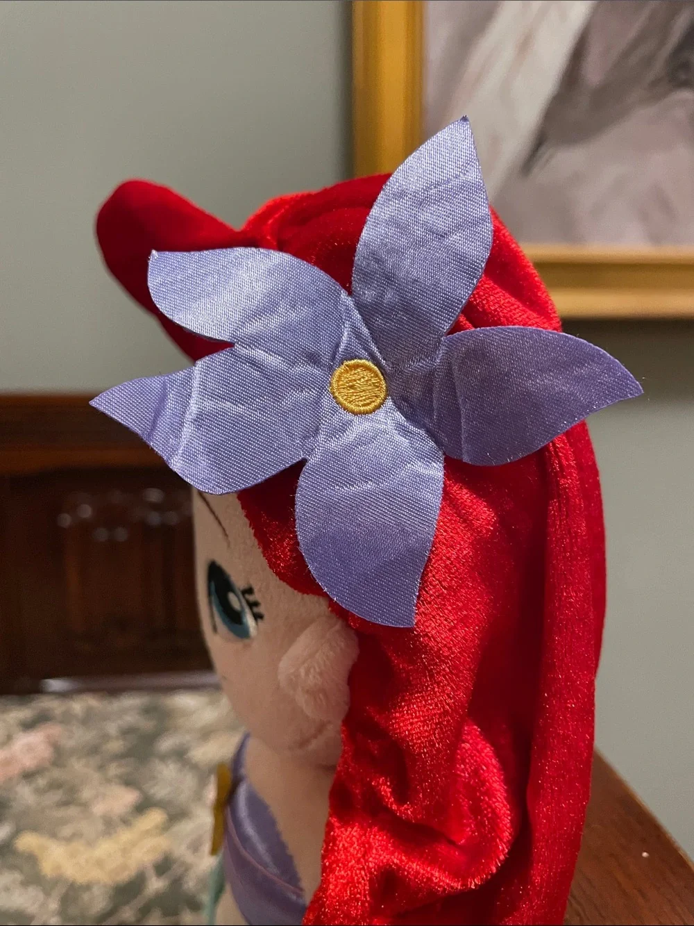 Disney Ariel Plush Doll - Red Hair, Purple Top, Mint Tail